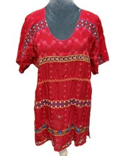 Blusa Top Johnny Was Multicolor Bordada Mangas Cortas S