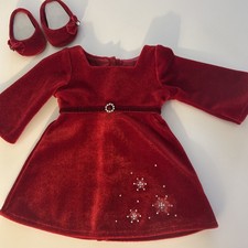 American Girl Doll RADIANT RHINESTONES DRESS Red Velvet W/Silver Snowflakes