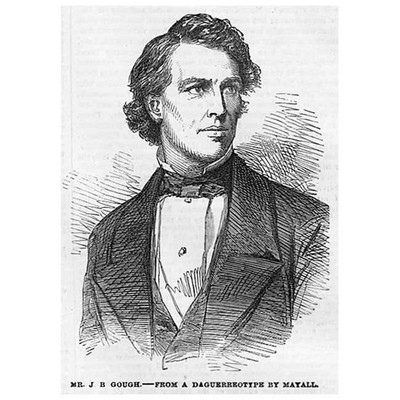 JOHN BARTHOLOMEW GOUGH - American Temperance Orator - Antique Print 1854