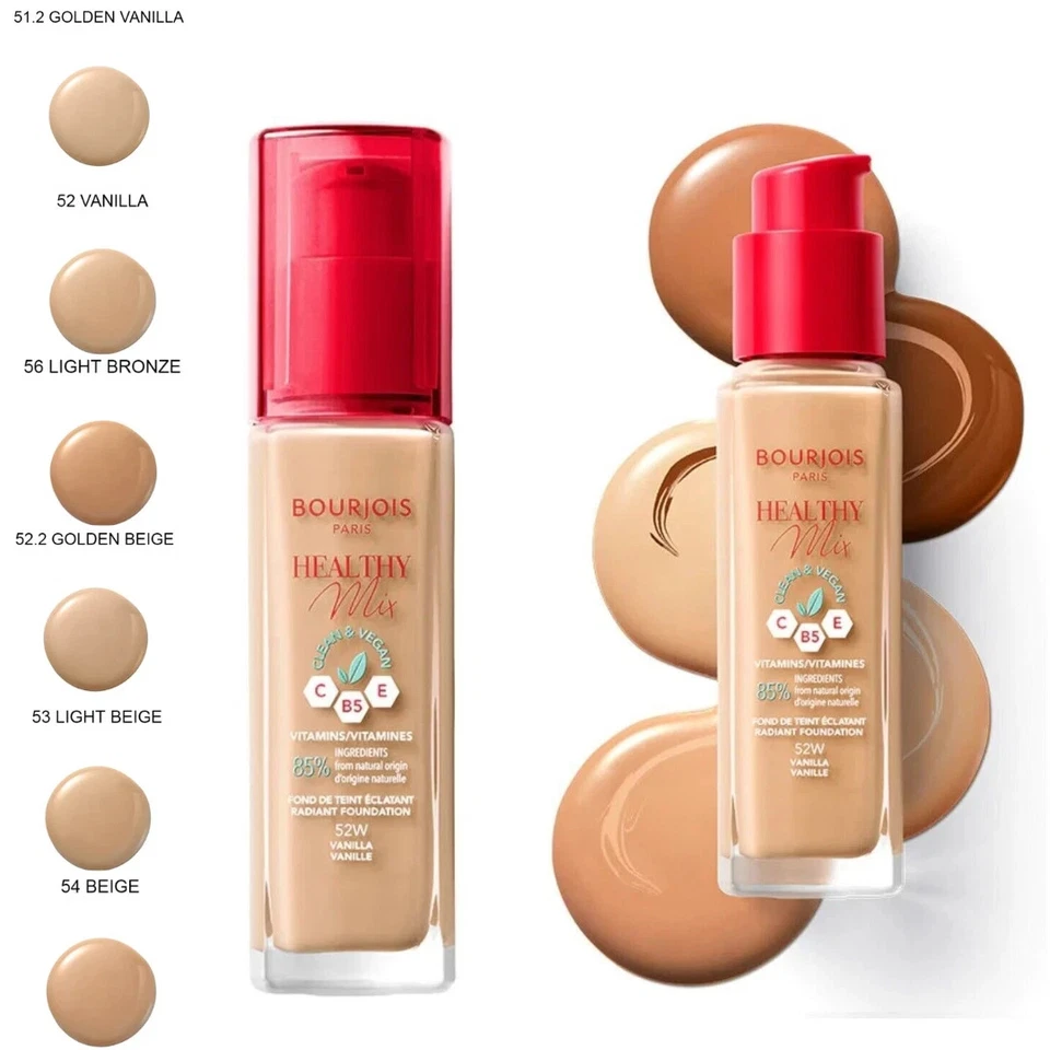 BOURJOIS Healthy Mix Clean & Vegan Radiant Long Lasting Foundation *CHOOSE*