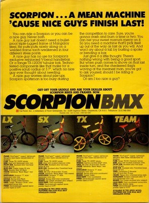 1981    SCORPION BMX Print Ad   80s BMX Bike LX SX TX TEAM FA.40