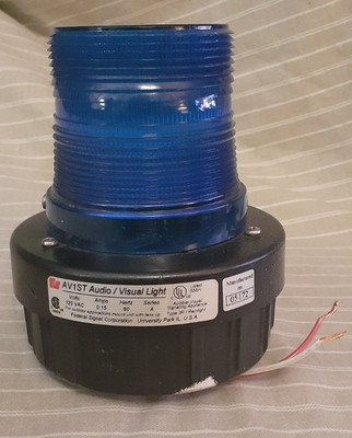 Model AV1ST Audio/Visual Strobe Light with Alarm 120VAC 0.15A SER A Working!