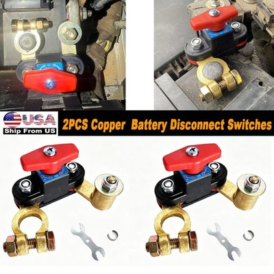 2PC Car Battery Disconnect Switch 12V/24V Battery Pure Copper Power Cut Off Kill