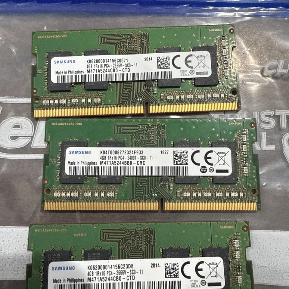 (x3) Samsung 4GB 1Rx16 PC4-2400T-SC0-11 Foto 2 de 3