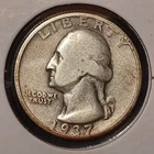 1937-S WASHINGTON QUARTER 90% SILVER (VF Details) KEY DATE