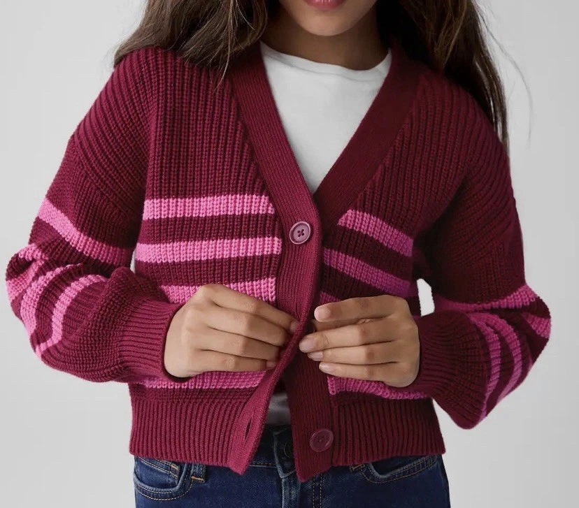 Suéter Cárdigan GAP Punto Coctelera Manga Globo Cuello V (tallas: S 6/7, M 8) $49 Foto 4 de 4