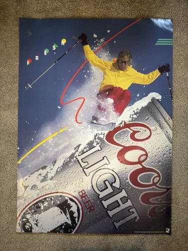 VTG Fresh Coors Light Beer Skiing Beer Adolph Coors 1987 Advertising Poster Sign