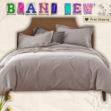 NEW Company Store Stripes & Plaids Cool Yarn-Dyed Cotton Percale Duvet Cover