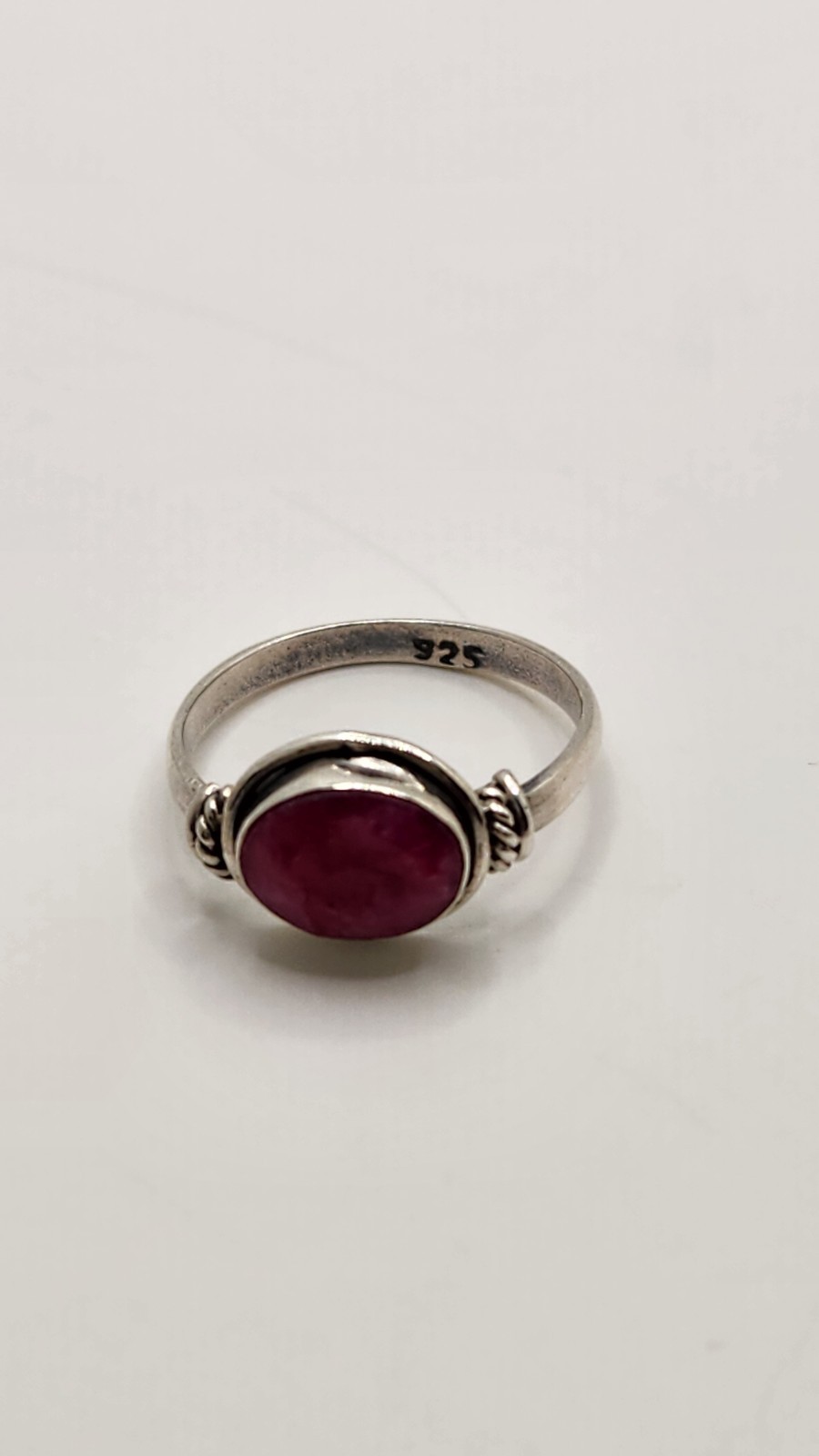 Sterling Silver 925 Rough Cut Ruby Ring Size 4.5 - image 2