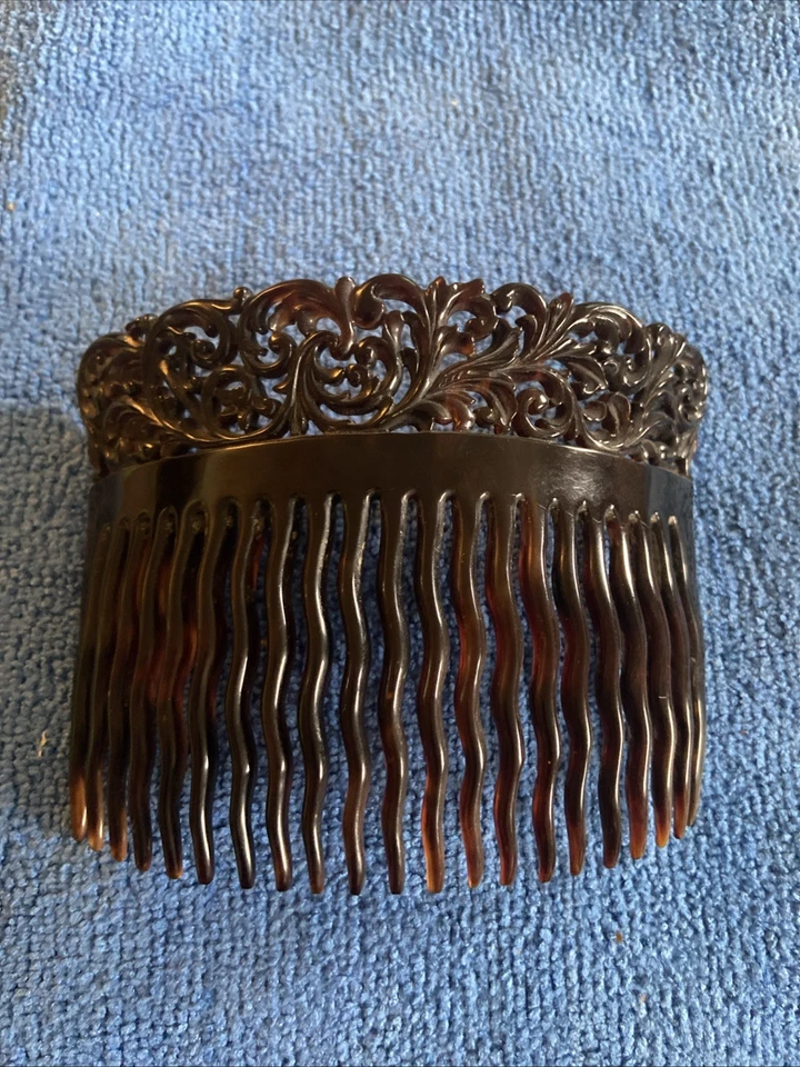 Beautiful Vintage Antique Edwardian Tiara Hair Comb Bakelite Faux Turtle Shell   - image 2 of 4