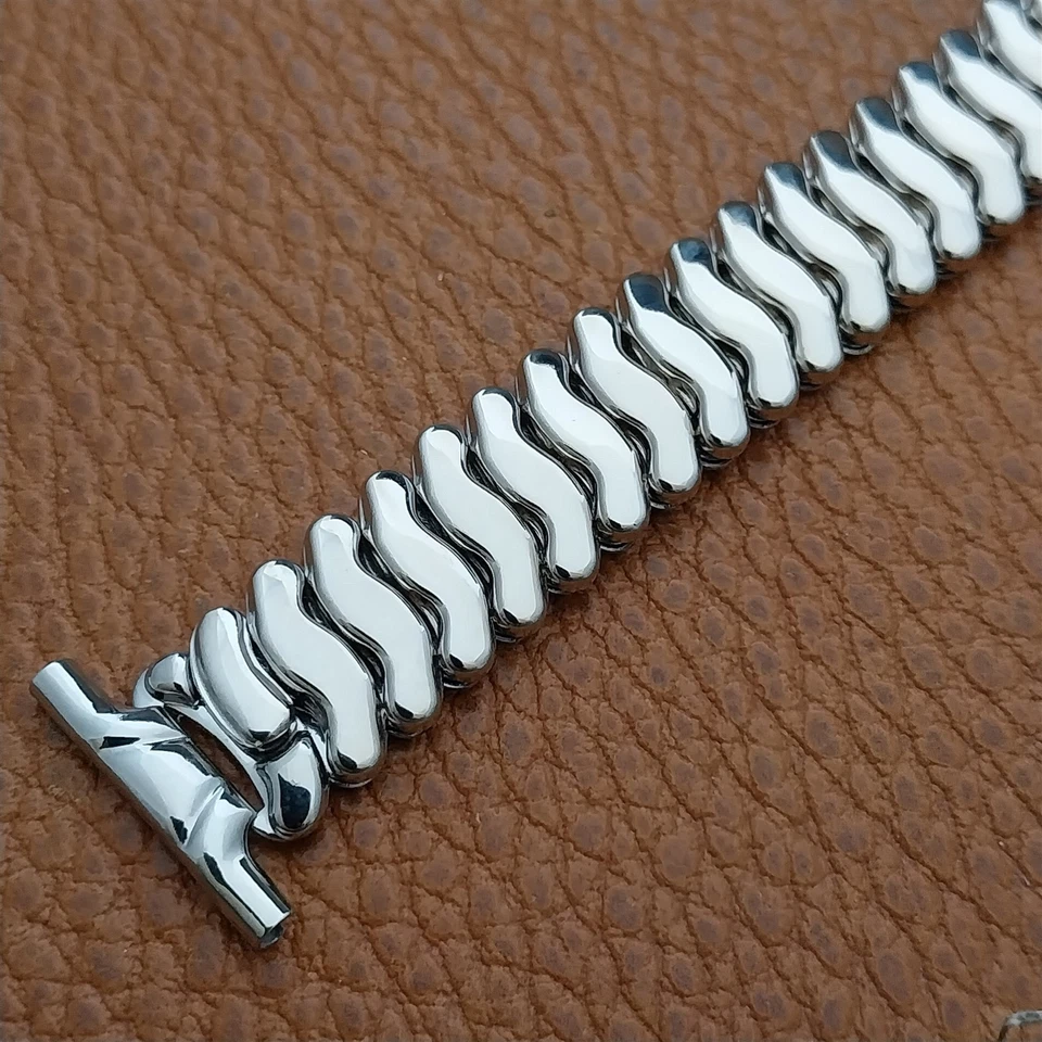 Correa de reloj corta clásica JB Champion relleno de oro blanco vintage años 40 19 mm 18 mm 16 mm Foto 2 de 4