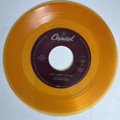 The Beatles Here Comes The Sun/Octopus‘s Garden Yellow Vinyl Jukebox 45 EX