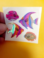 vintage 80s Sandylion pearly tropical fish sticker module damaged