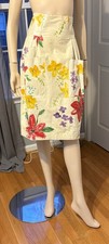 Vintage 2008 Hand-Painted Genuine Leather Skirt Custom Made Floral