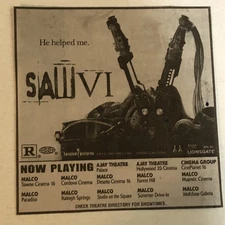 Saw VI Horror Movie Vintage Print Ad Tobin Bell Shawnee Smith TPA11