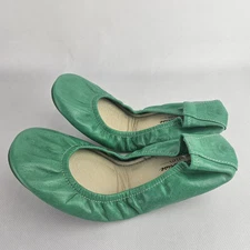 The Storehouse Womens Size 6 Flats Green Suede Leather Ballet Shoes