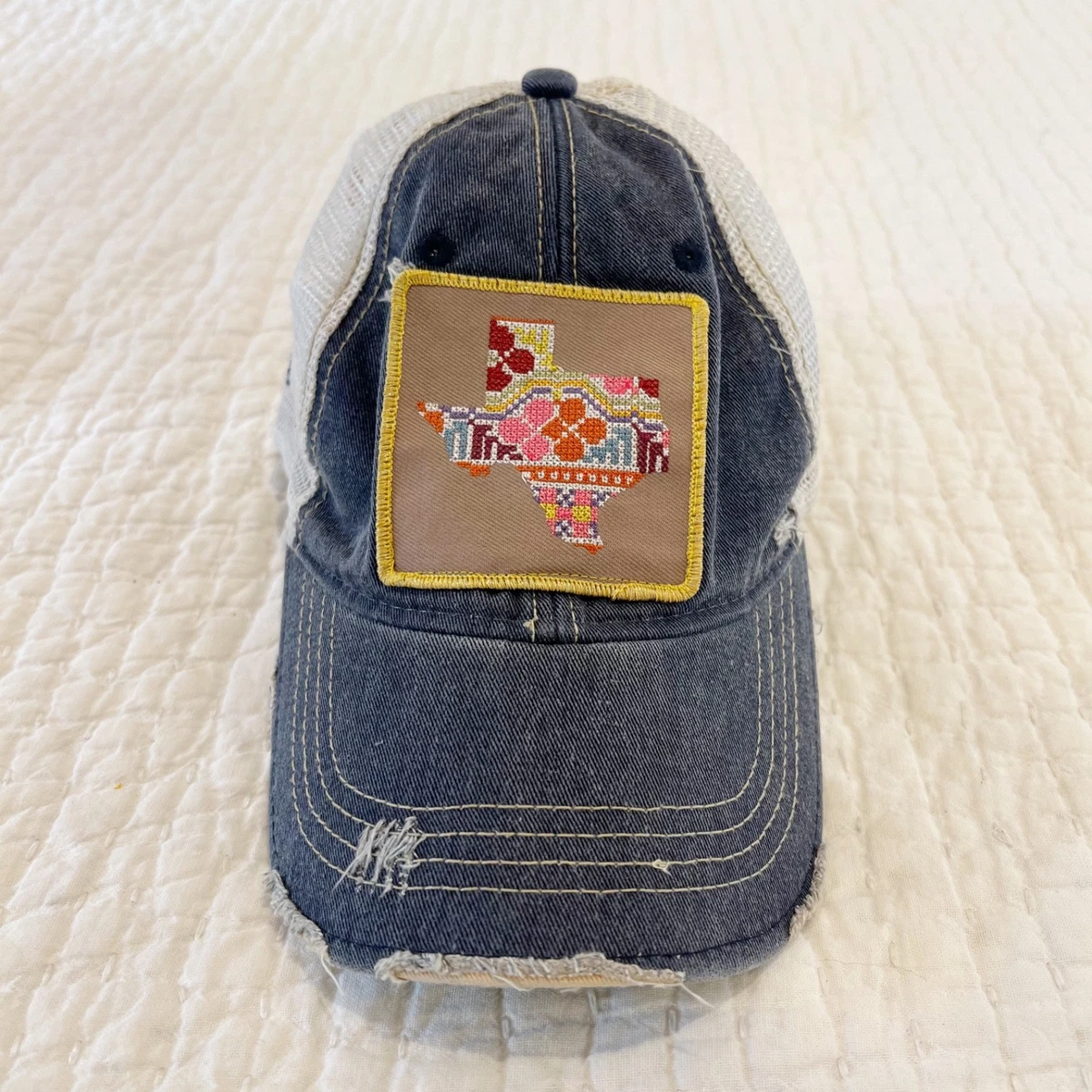 Judith March Blue Tennis Trucker Hat with Yellow Embroidery. NWOT Judith March - Southern charm meets bohemian vibe of the  main image 2