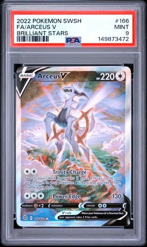 2022 POKEMON SWORD & SHIELD BRILLIANT STARS #166 FULL ART/ARCEUS V PSA 9