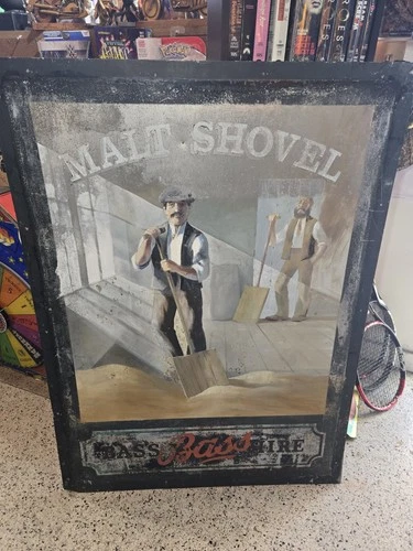 Large Vintage Beer Advertising Metal Painted Sign Bass Ale Malt Shovel Brewery