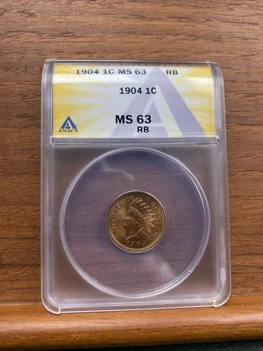 1904 Indian Head Penny ANACS MS63 RB Beautiful Luster