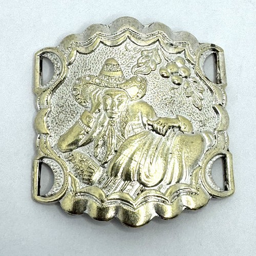 UNIQUE Vtg 40s Silver Southwestern Cowboy Mexican Silver Concho Craft Piece LOOK