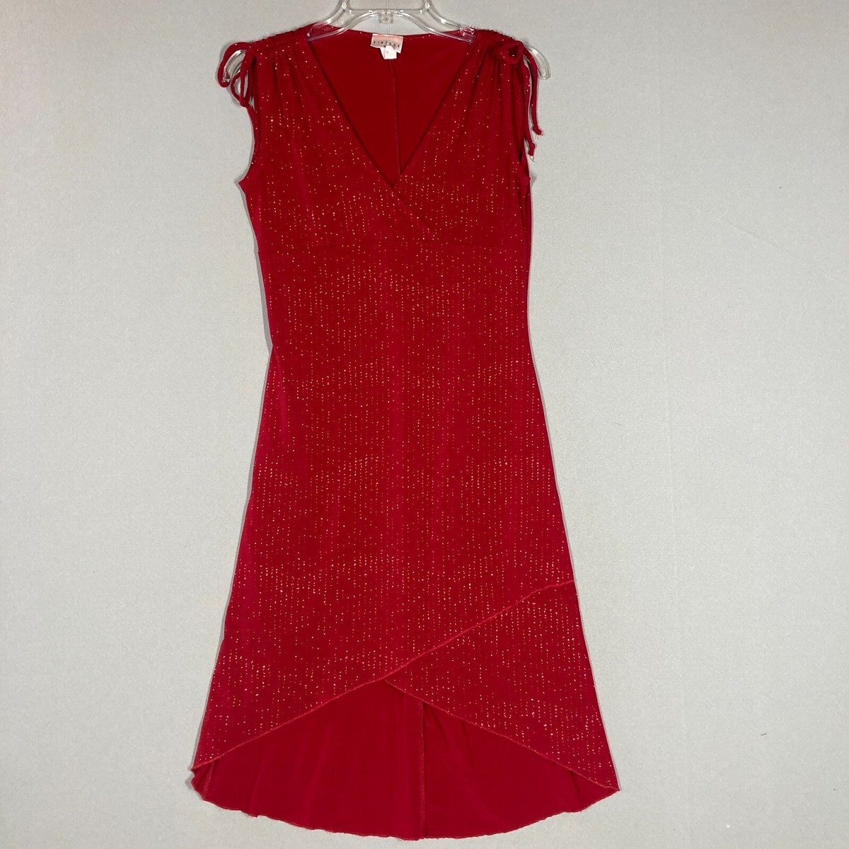 Vintage 90s Y2K Midi Dress Red Glitter Sparkles Scrunch Sleeve Size M  Stretch | eBay