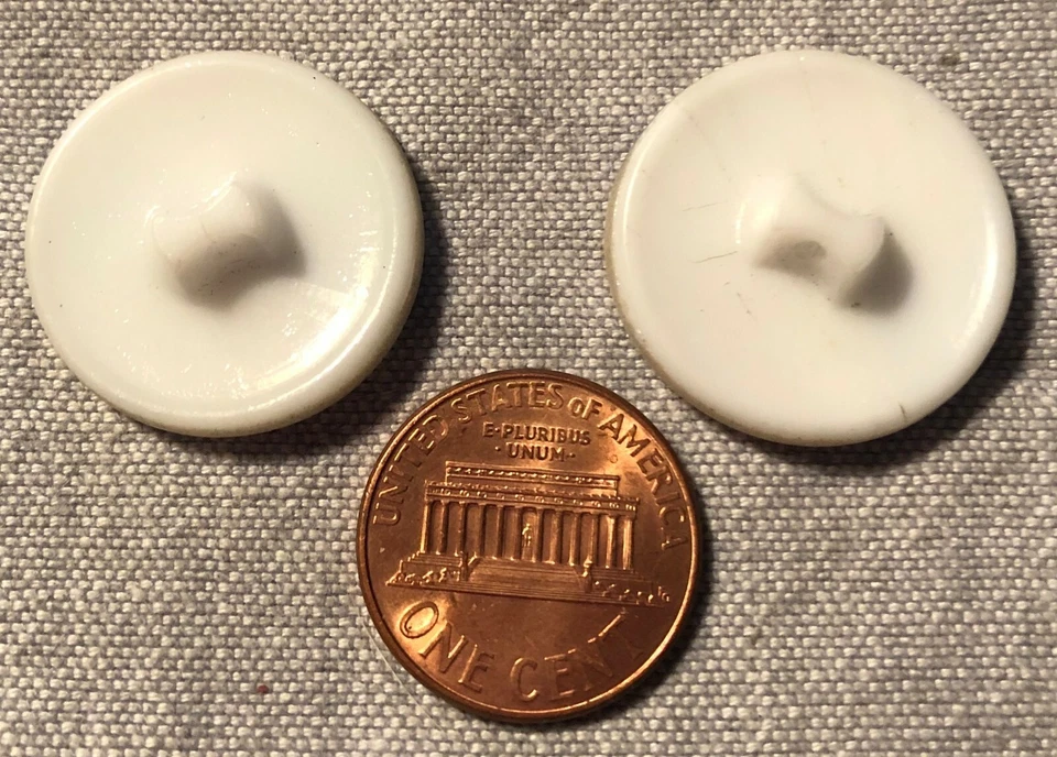Juego de 2 botones de vástago de vidrio blanco rojo azul pintura dorada 7/8" 22,6 mm # 9497 Foto 2 de 3