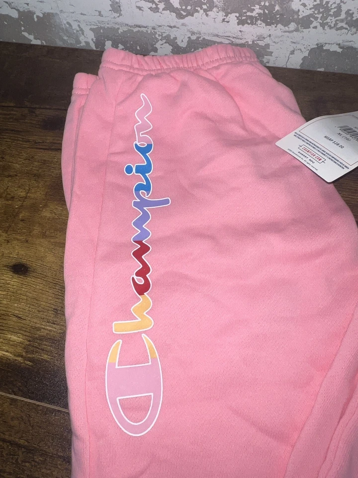 ¡NUEVO CON ETIQUETAS! Pantalones de chándal Champion rosa chispa con logotipo talla XL 16 - súper lindos Foto 3 de 4