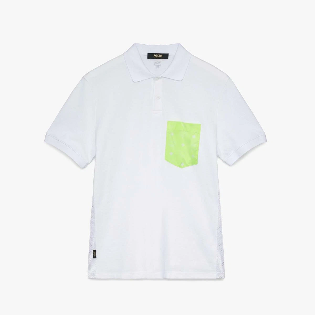 $225 MCM Men's Off White Cotton Neon Nylon Front Pocket Polo Shirt MHT9ALC08WT
Opens in a new window