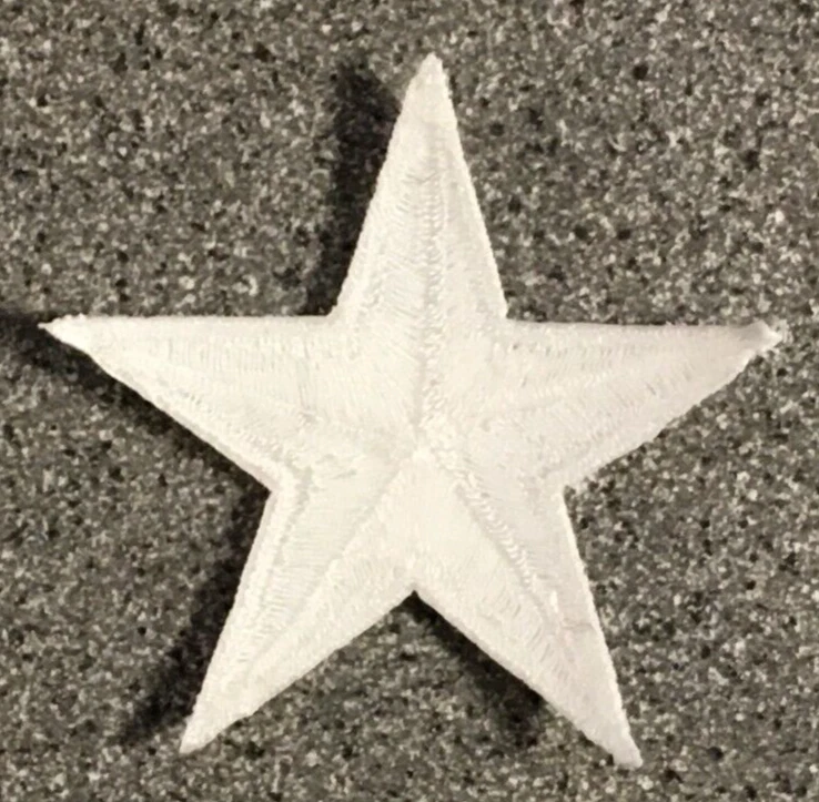 WHITE STAR DESIGN 2” FULLY EMBROIDERED IRON ON CLOTH PATCH - Image 4 of 4