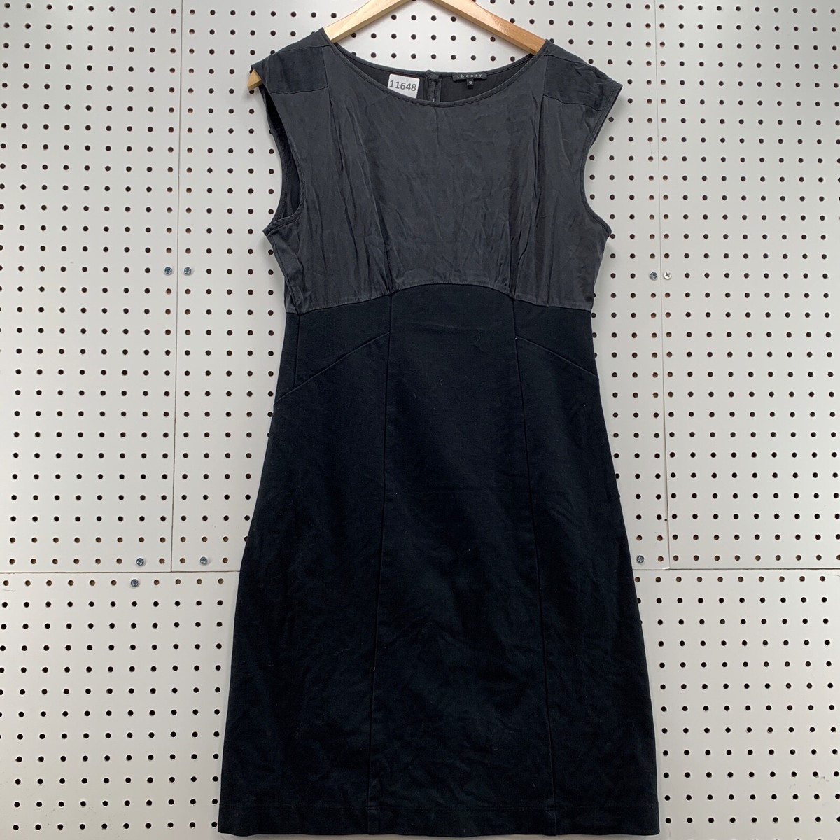 Theory Dart Mini Dress Fit and Flare Black Womens Size 12 Black Gray  Sleevless | eBay
