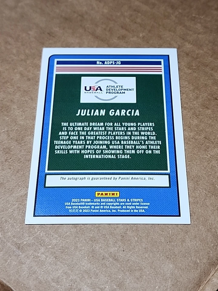 Julian Garcia 2023 Panini USA Baseball Stars & Stripes Autograph auto - Image 4 of 4