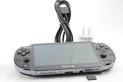 SONY PS VITA PCH-1000 BLACK MODEL OLED Wi-Fi w/ CHARGER Memory 