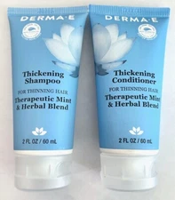 New Derma E Thickening Shampoo + Conditioner MINI Set: 2oz/60mL Each
