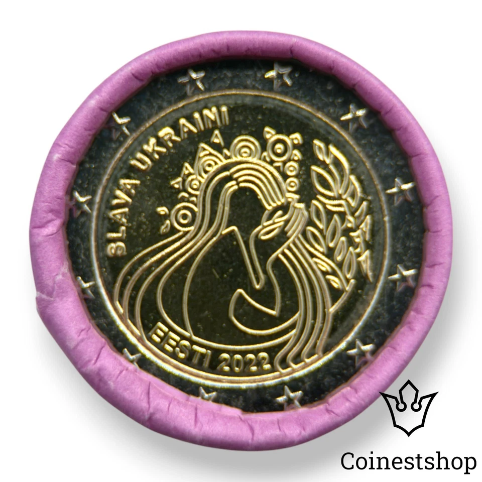 2022 Estonia 2 Euro Coin Roll Ukraine and Freedom 25 x 2 € Slava Ukraine - Bild 3 von 4