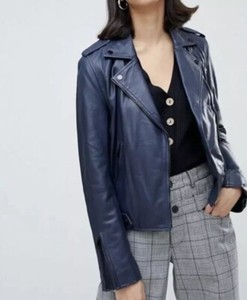 navy leather jacket