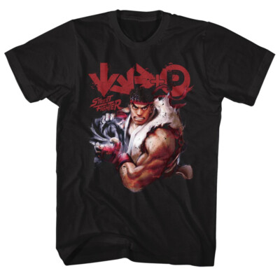 Street Fighter Ryu Game Controls Black Tall T-shirt