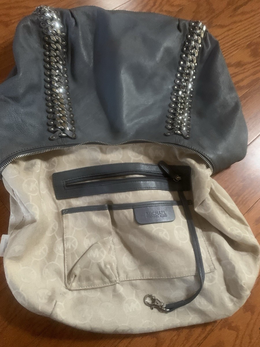 MICHAEL KORS Silver/GRAY LEATHER SHOULDER BAG | eBay display picture 2