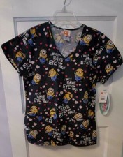 TOONIFORMS CHEROKEE MINIONS SCRUB TOP MODERN CLASSIC - SIZE S - NEW WITH TAGS