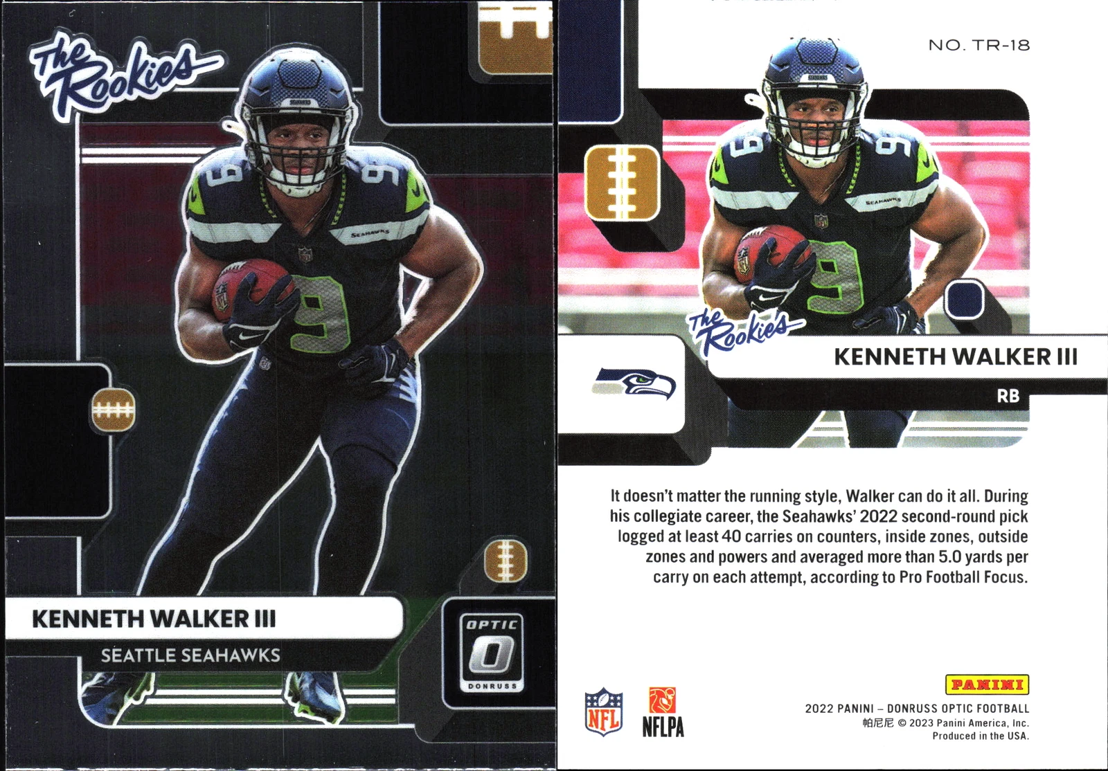 2022 NFL Donruss Optic #TR-18 Kenneth Walker III The Rookies (C2)