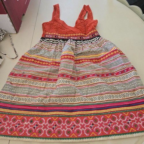 FREE PEOPLE ORANGE/YELLOW CROCHET NEEDLEPOINT WOOL DRESS WOMENS SIZE 6 SUNDRESS - Bild 2 von 13