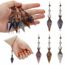 Natural Quartz Crystal Pendulum Healing Chips Stone Reiki Chakra Chain Pendant