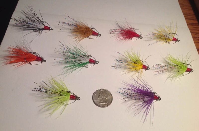 10 Weedless Dressed Treble Hooks (Size 6) Deer Belly Hair Flashing.Hand Tied.