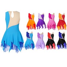 Kids Girls Dress Practice Leotard Ballet Dancewear Dance Dresses Irregular Hem