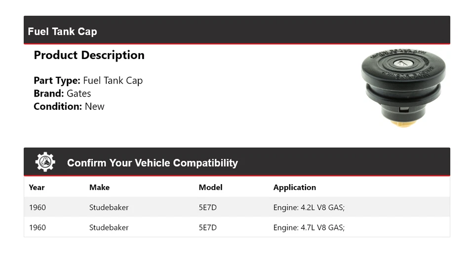 Puertas de tapa de tanque de combustible Studebaker 5E7D 1960 Foto 2 de 4