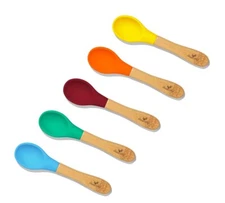 NEW Avanchy Modern-Baby Bamboo and Silicone Baby Spoon Set 5-Pack for Weaning