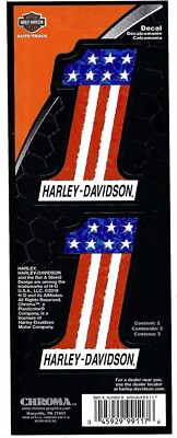 Harley-Davidson #1 Stars and Stripes Decals, 2 Red, White & Blue Decals, 3'' x 2''