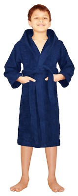 Kids Girls Boys Robe 100% Cotton Soft Terry Hooded Bathrobe Luxury Dressing Gown