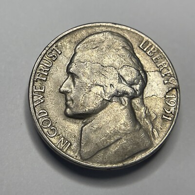 1951-S 5C Jefferson Nickel With Cracked Planchet Error - 62045 | eBay