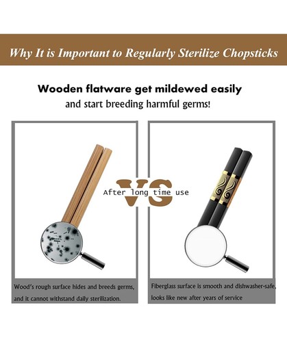 10 Pairs Fiberglass Alloy Chopsticks - Reusable Chopsticks Dishwasher Safe - Afbeelding 6 van 12